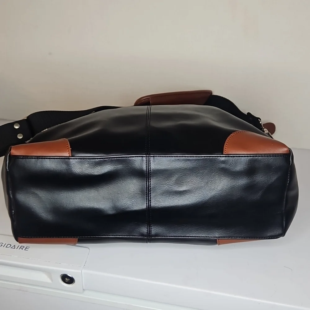 Black and Brown Leather Tote Bag